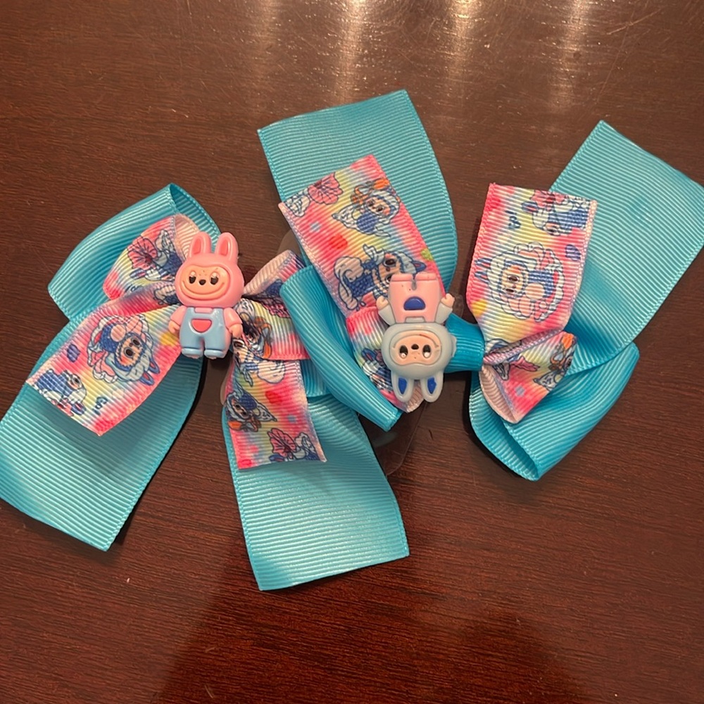 Colorful labubu monster Cartoon Hair Bows nwt set of two